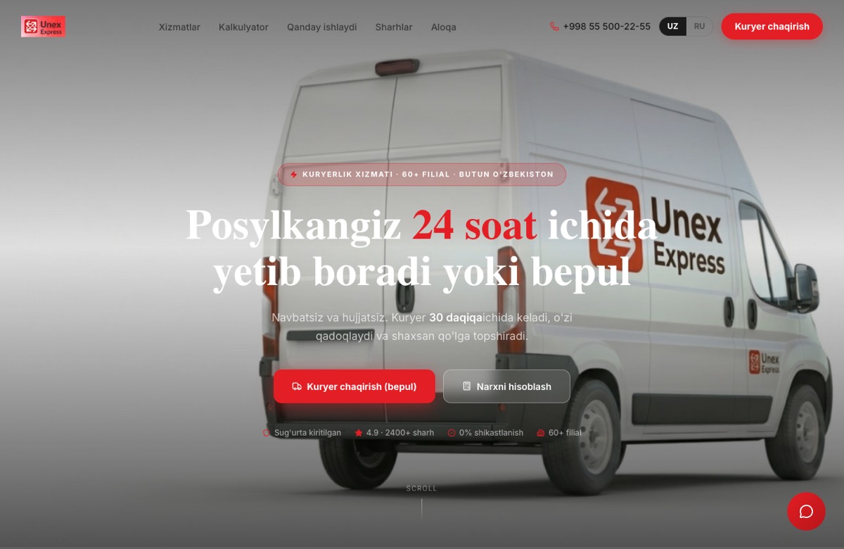 Unex Cargo — Xitoy–O'zbekiston yuk tashish sayti
